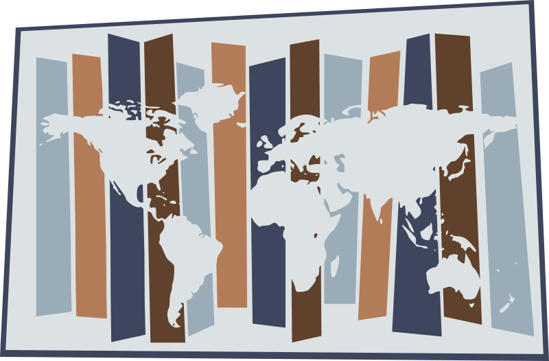 Abstract stripes motif world map vinyl carpet - TenStickers