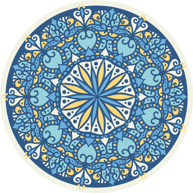 Intricate blue motif mandala vinyl carpet - TenStickers