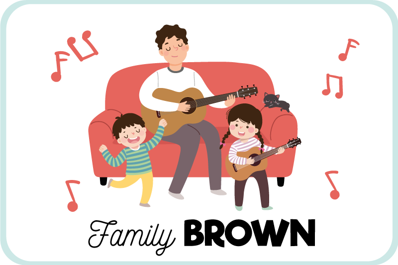 Musical family name entrance hall vinyl carpet - TenStickers
