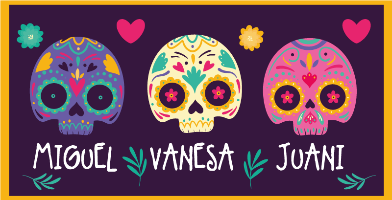 Custom colorful skulls entrance hall vinyl carpet - TenStickers