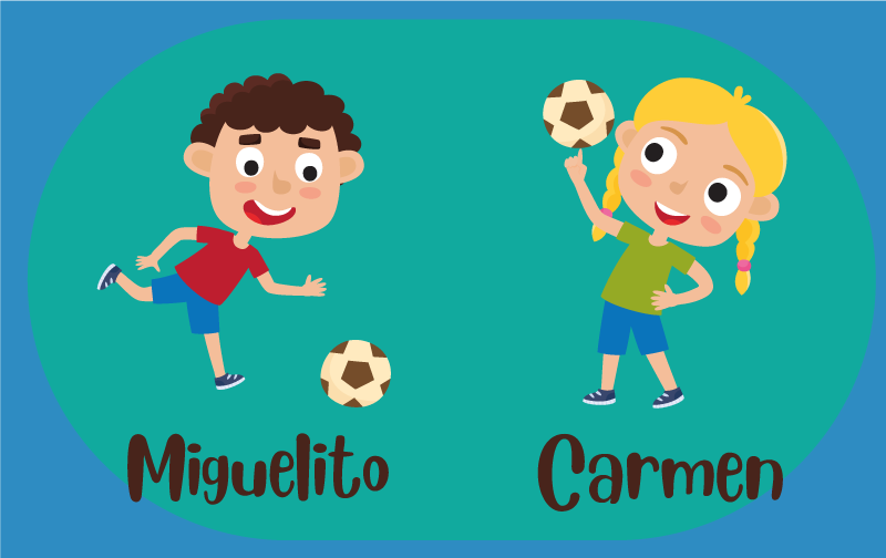 Children engaging in football with name kids vinyl carpet - TenStickers