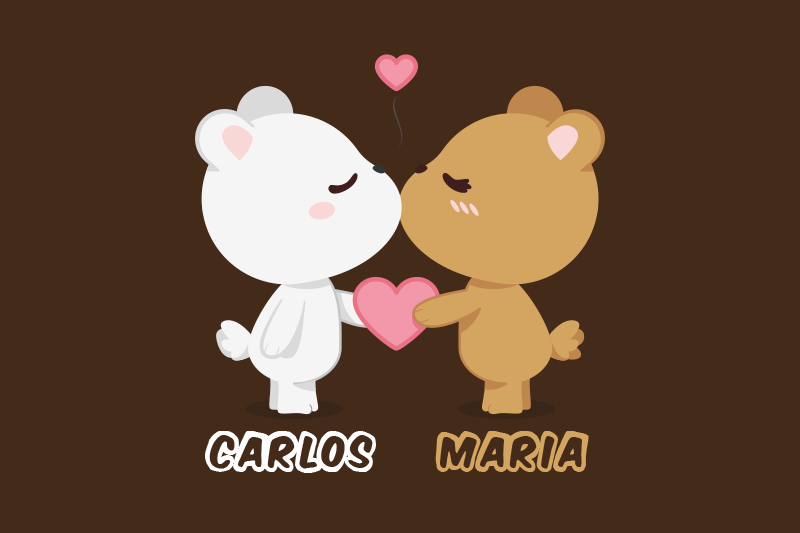 Cute bear couple custom vinyl carpet - TenStickers