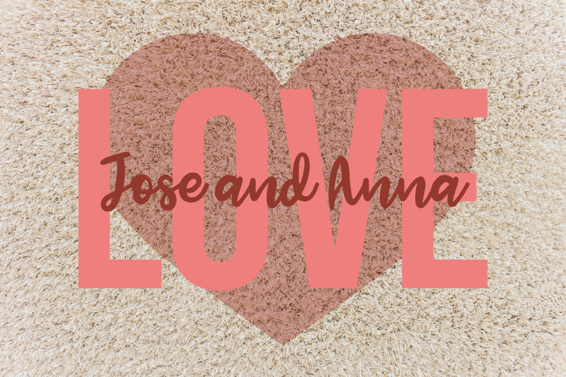 Love heart with names bedroom vinyl carpet - TenStickers