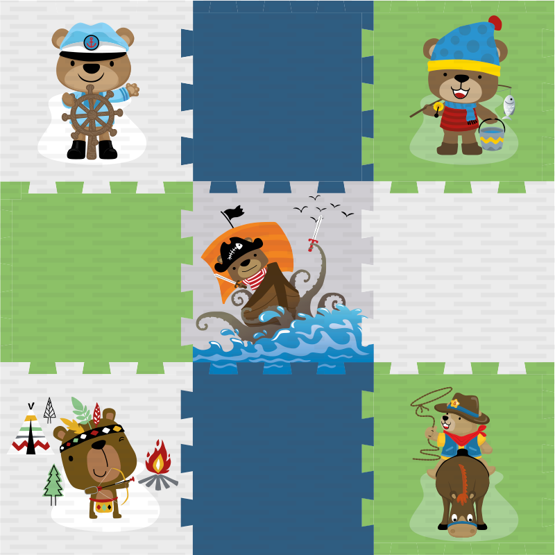 Cute bear adventure kids vinyl carpet - TenStickers