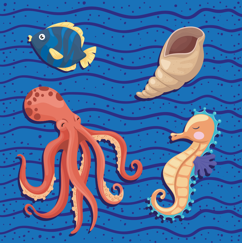 OCEAN ANIMALS PLAYTIME kids vinyl carpet - TenStickers