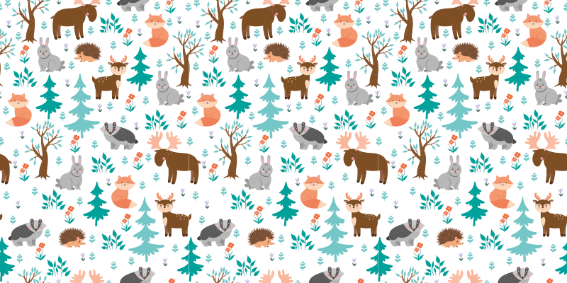 Whimsical Forest Creatures nursery vinyl carpet - TenStickers