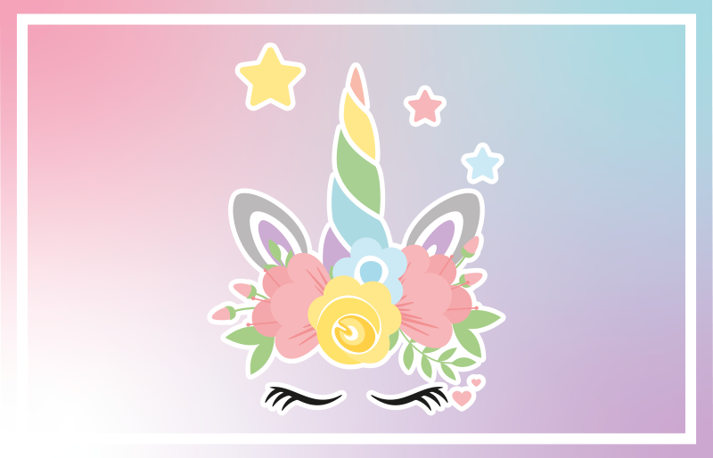 Unicorn Floral Charm kids vinyl carpet - TenStickers