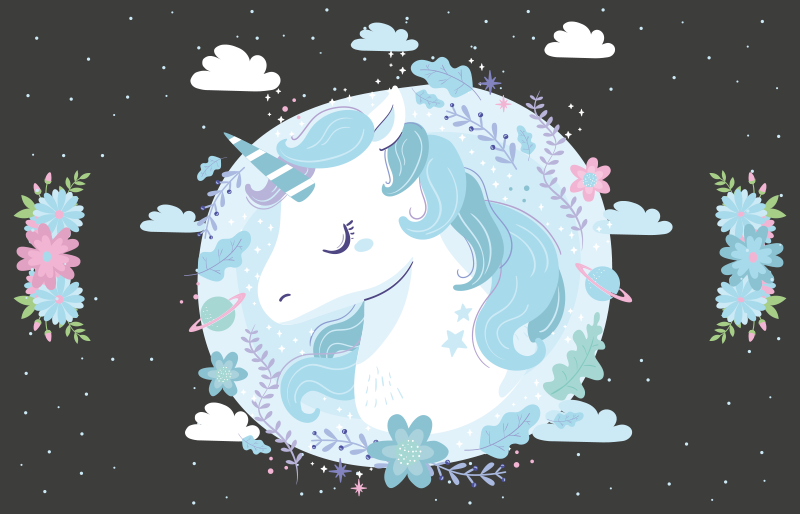 Dreamy Unicorn Scene kids vinyl carpet - TenStickers