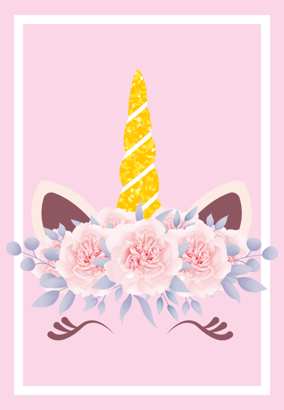 Unicorn Floral Magic kids vinyl carpet - TenStickers