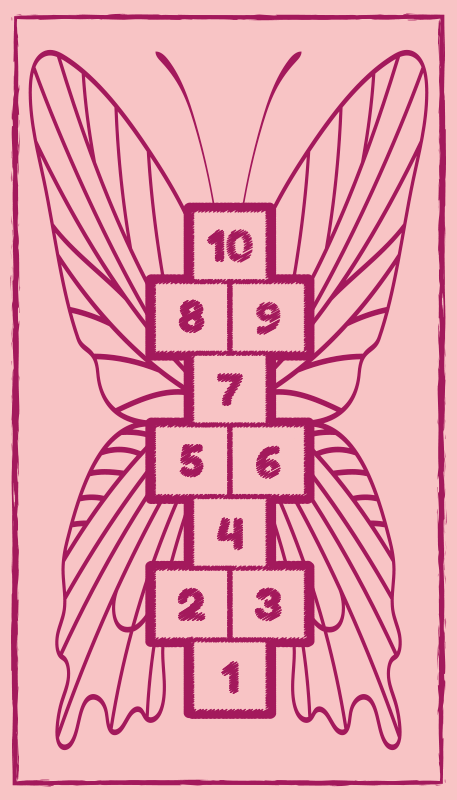 Pink butterfly hopscotch game vinyl carpet - TenStickers