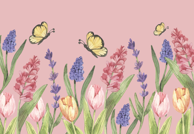 Botanical Garden Emblem floral vinyl carpet - TenStickers