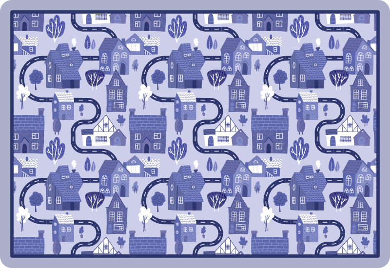 Blue townscape design road vinyl carpet - TenStickers
