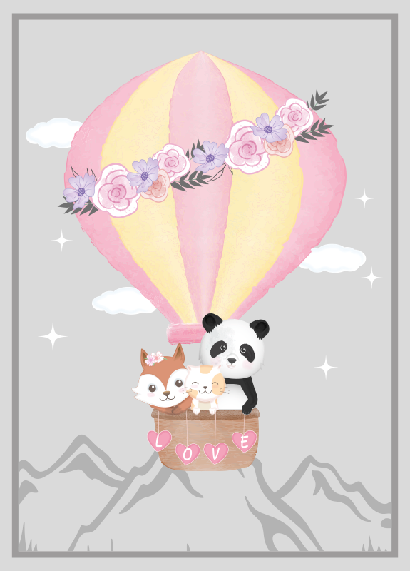 Hot Air Love kids vinyl carpet - TenStickers