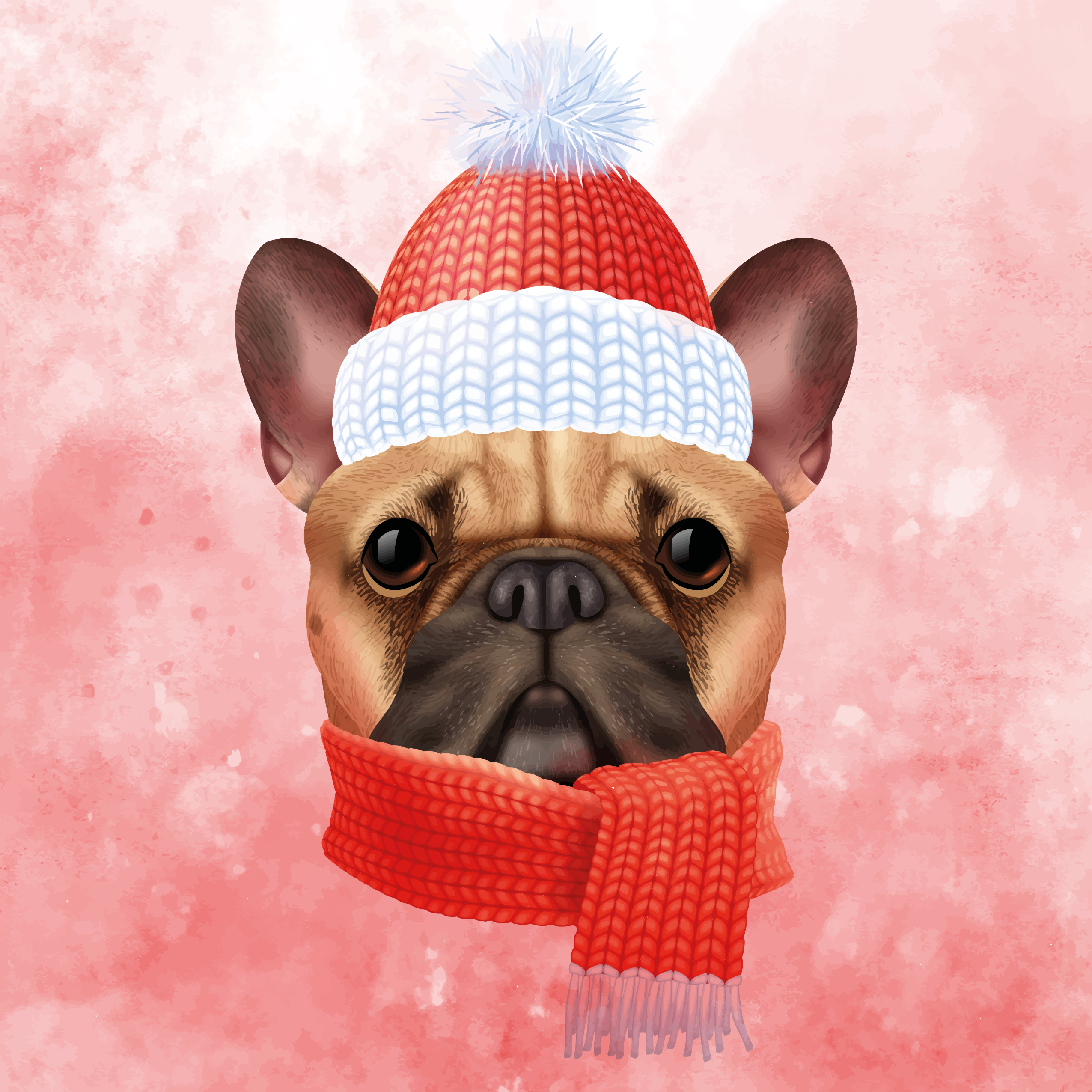 French bulldog winter animal vinyl carpet - TenStickers
