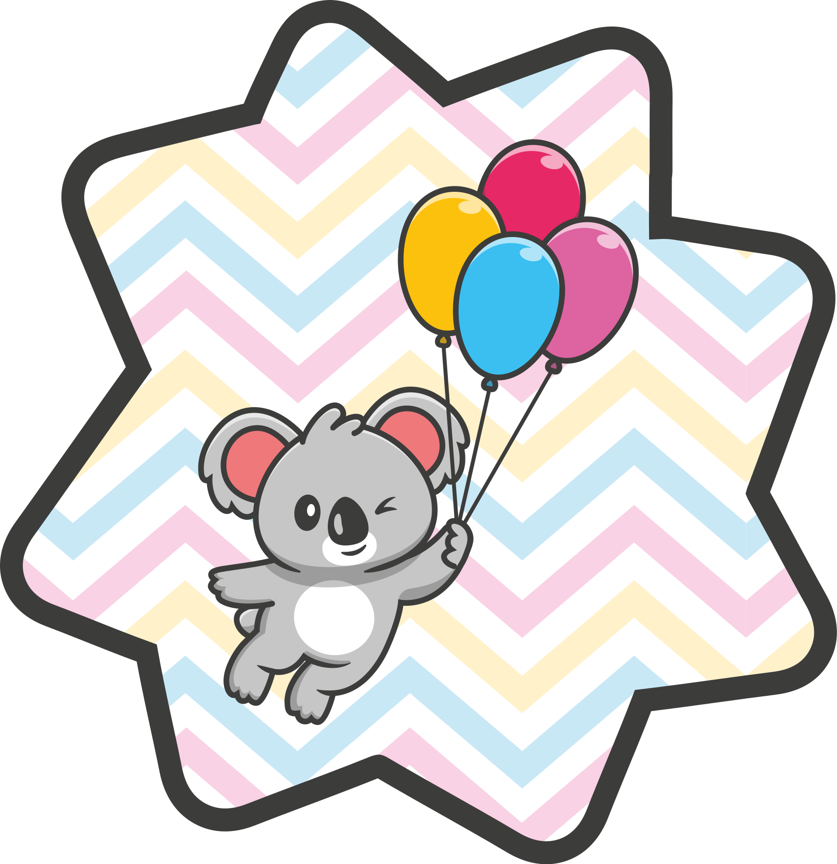 Playful Koala Balloon kids vinyl carpet - TenStickers