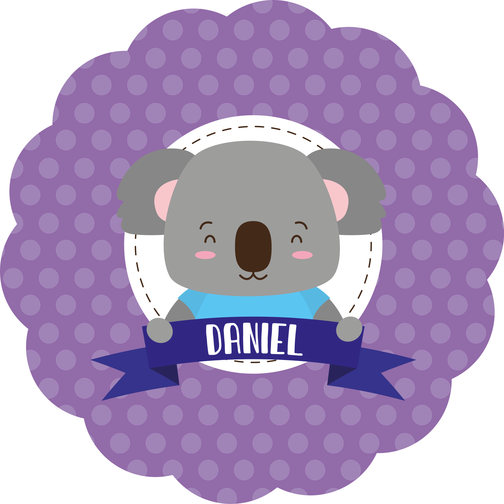 Cute koala with name nursery vinyl carpet - TenStickers