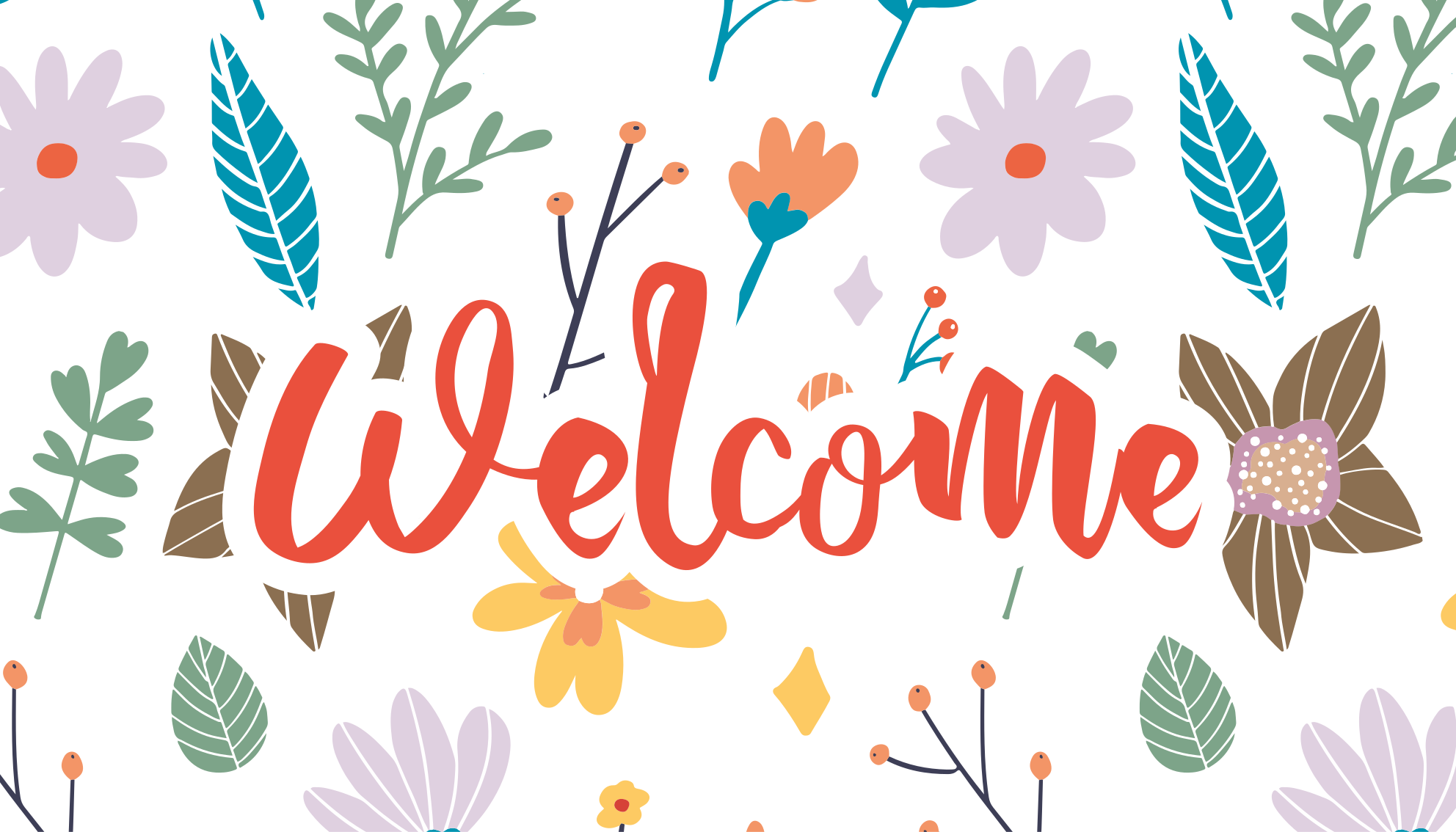 Welcome flower design entrance hall vinyl carpet - TenStickers