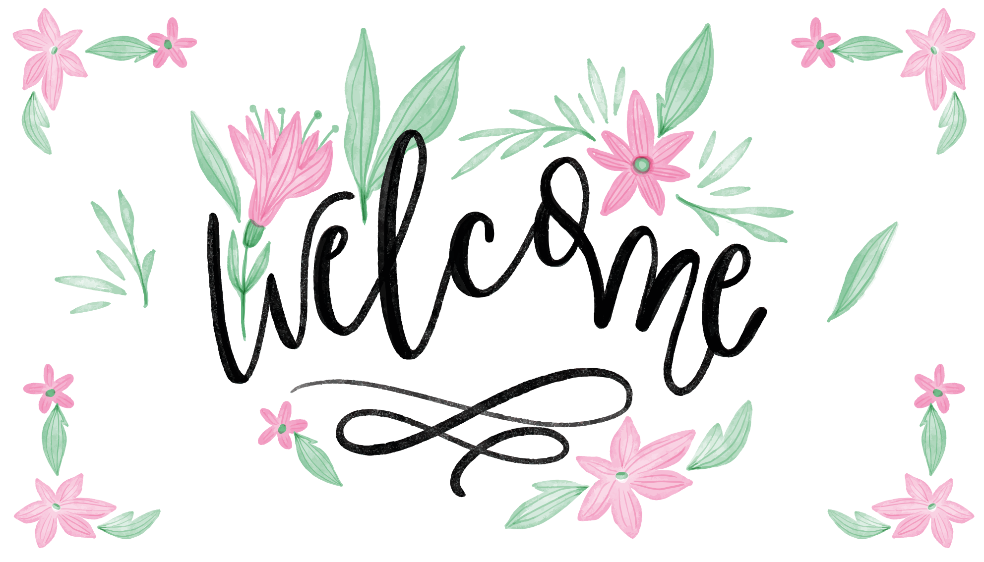 Welcome home flowers entrance hall vinyl carpet - TenStickers