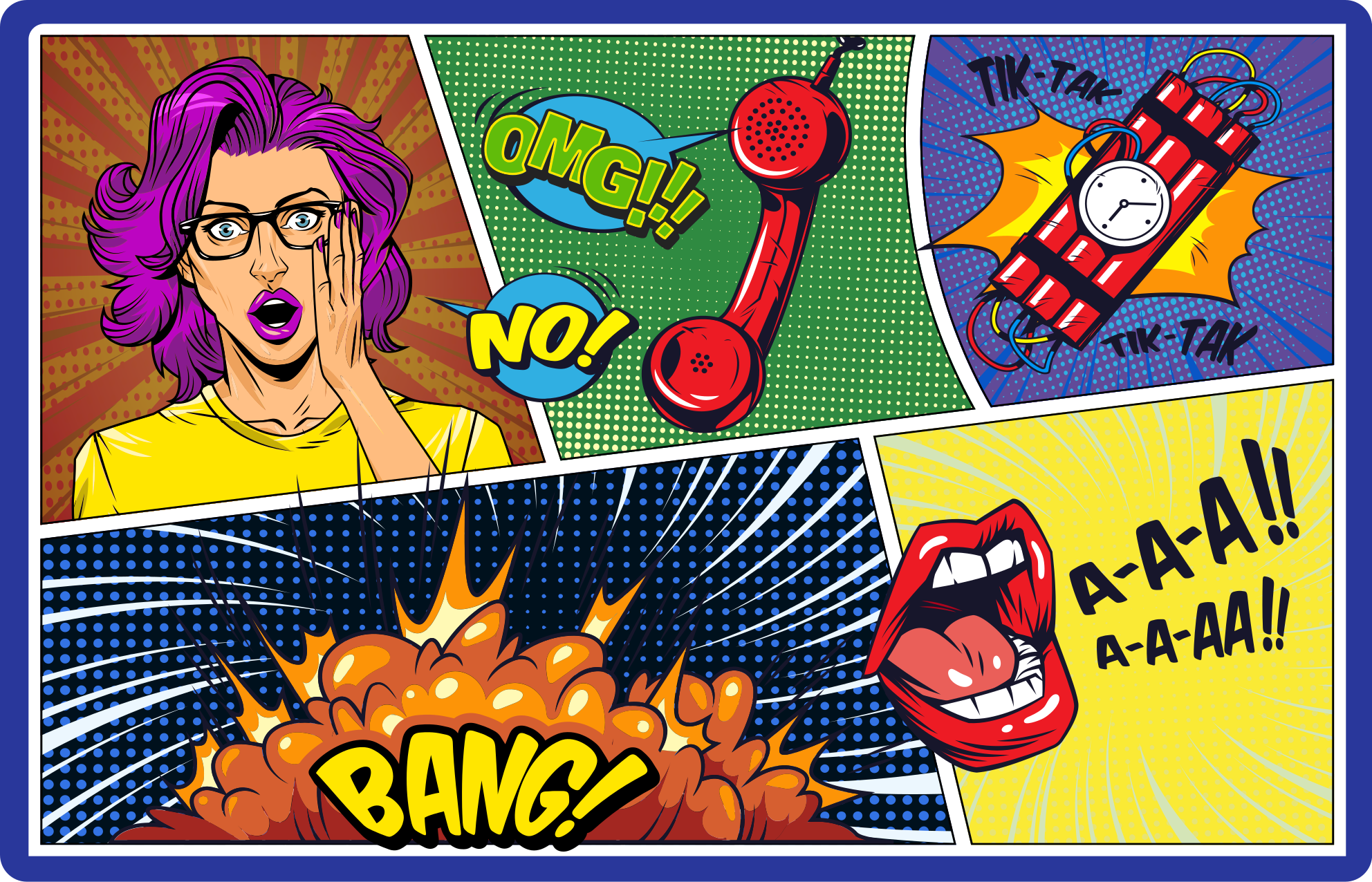 Comic style reactions teen vinyl carpet - TenStickers