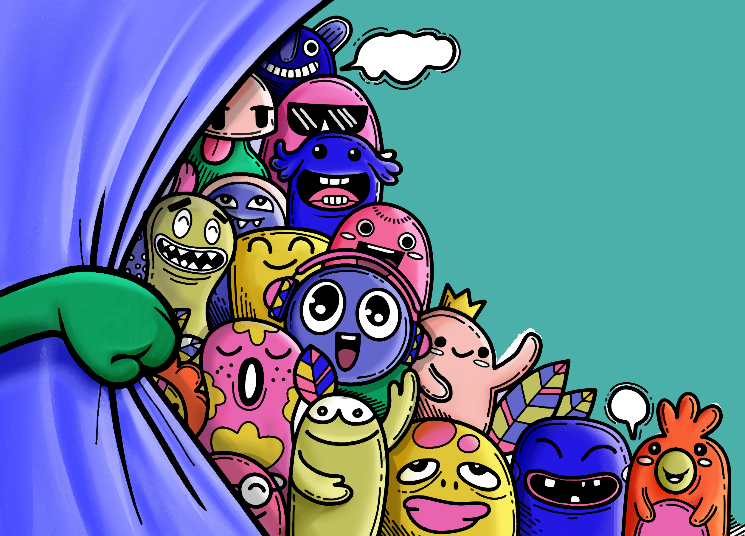 Colorful Monster Characters kids vinyl carpet - TenStickers