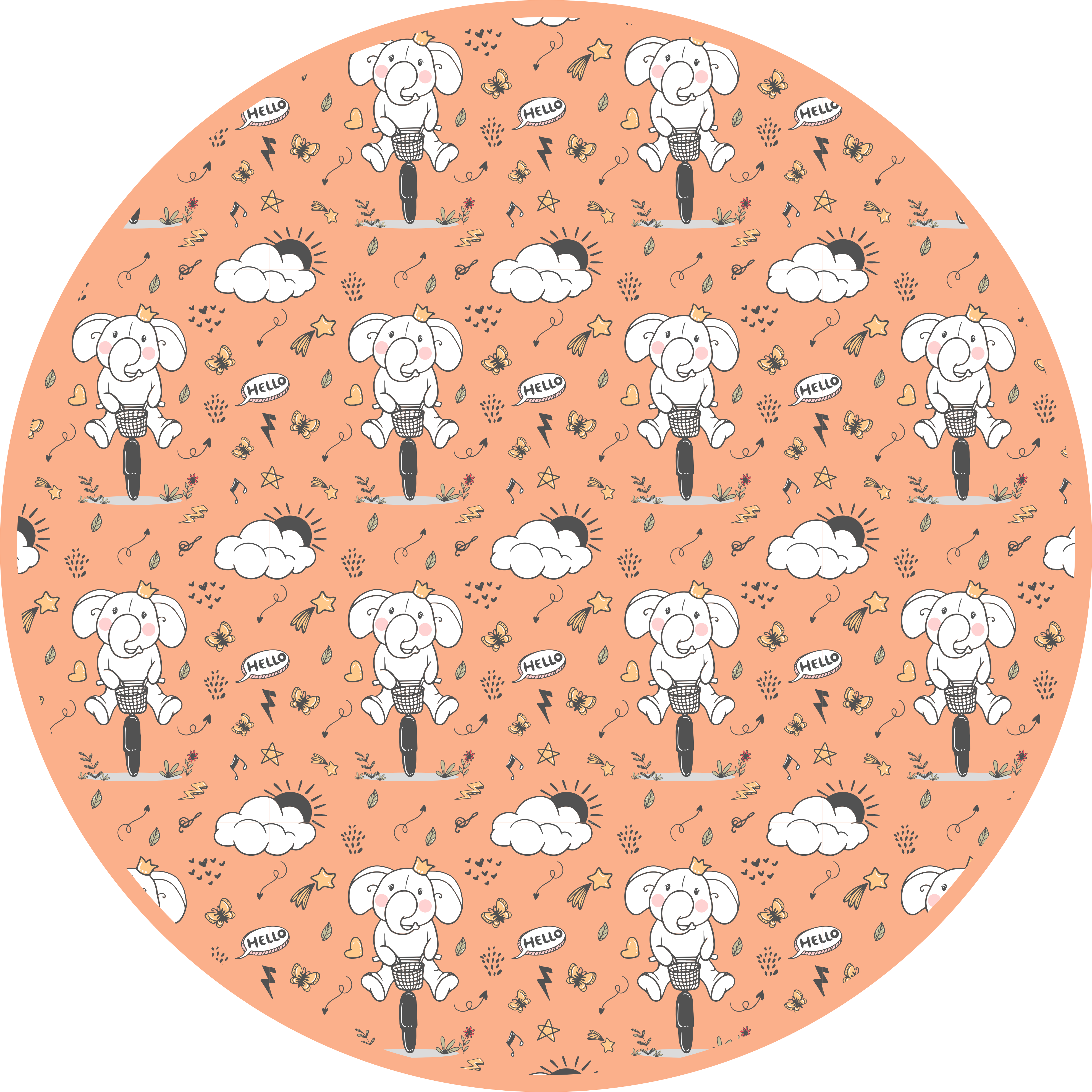 Cheerful Elephant Theme kids vinyl carpet - TenStickers