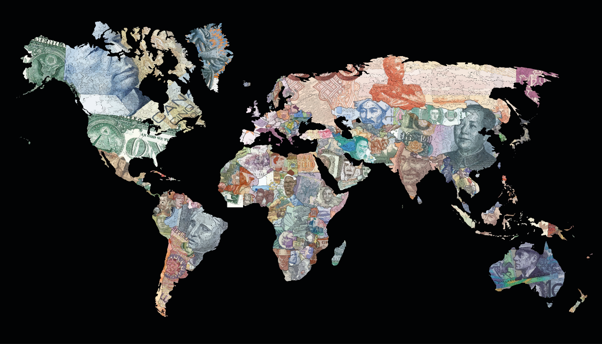 Global Currency Map world map vinyl carpet - TenStickers
