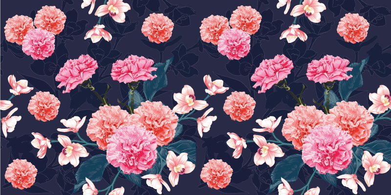 Botanical dream motif floral vinyl carpet - TenStickers