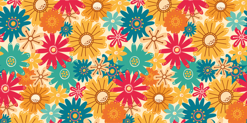Floral vinyl carpet with colorful flower design - TenStickers
