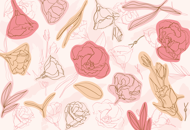 Botanical Outline Style floral vinyl carpet - TenStickers