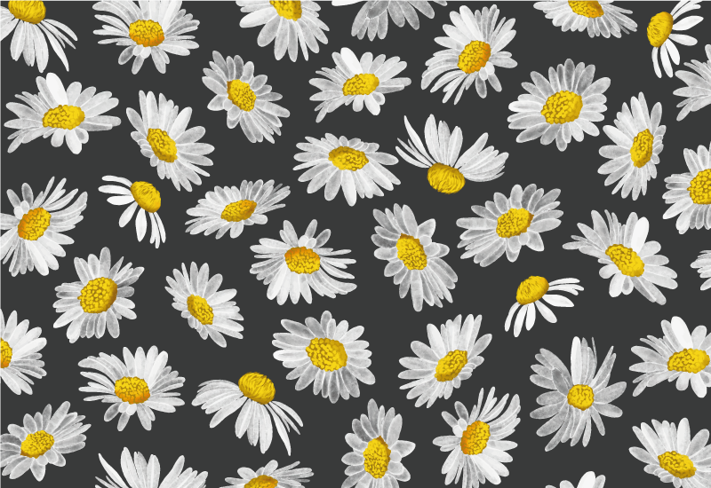 Daisy grey motif floral vinyl carpet - TenStickers