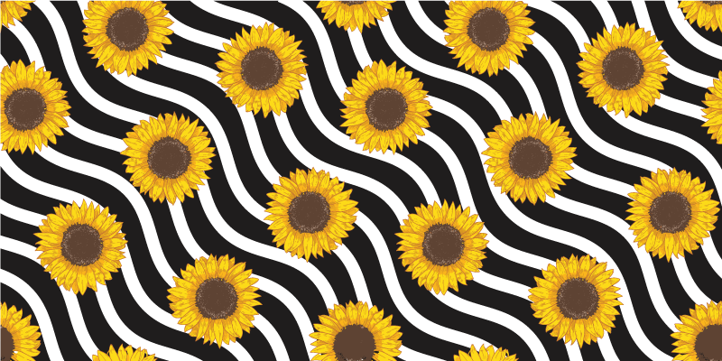 Sunflower Wave Pattern floral vinyl carpet - TenStickers