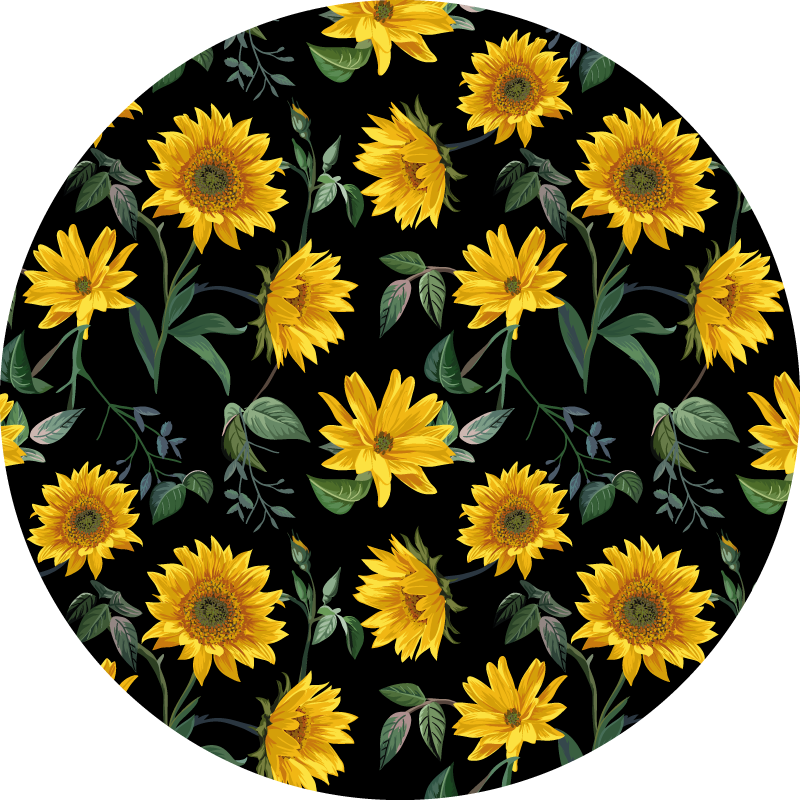 Sunflower Botanical Element floral vinyl carpet - TenStickers