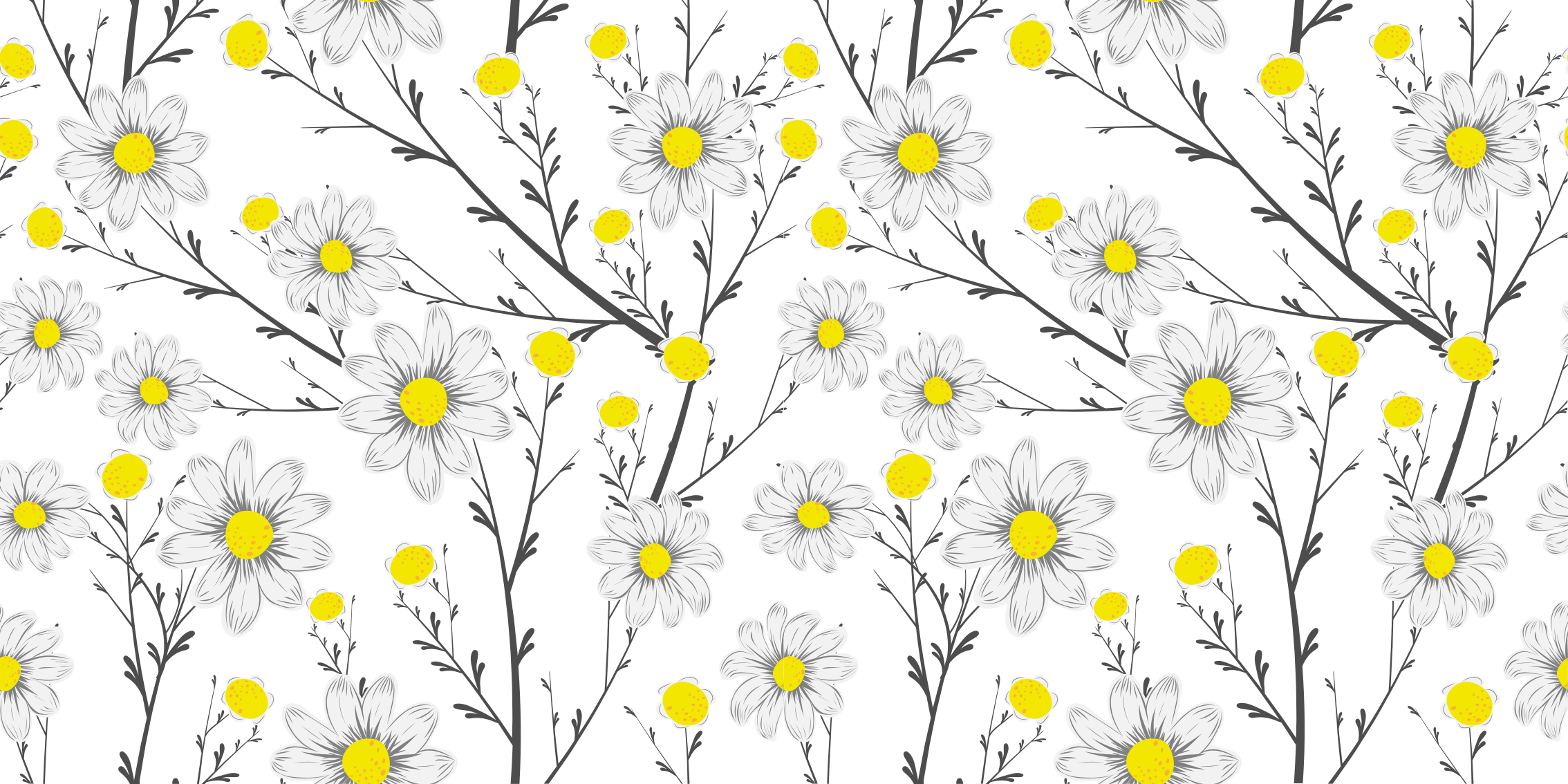 Yellow Floral Motif floral vinyl carpet - TenStickers