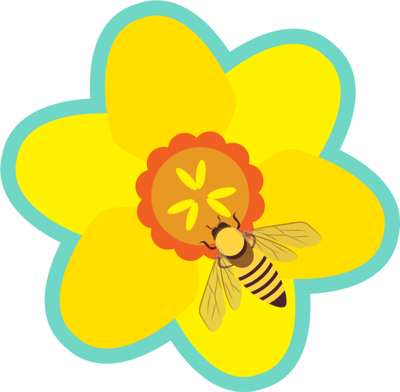 Bee on a sunflower floral vinyl carpet - TenStickers