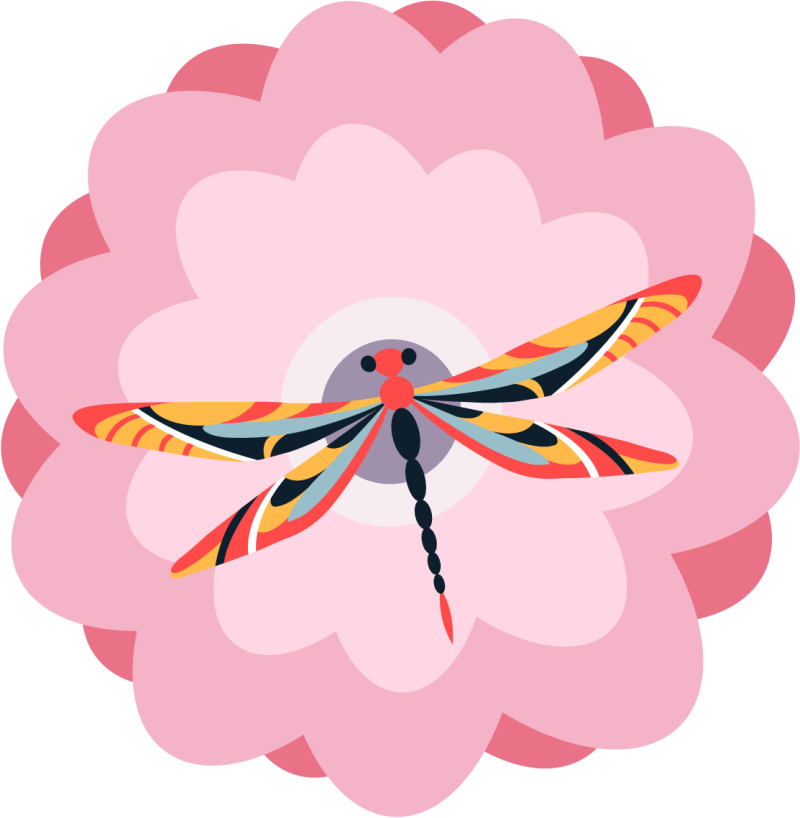 Colorful Dragonfly Centerpiece floral vinyl carpet - TenStickers