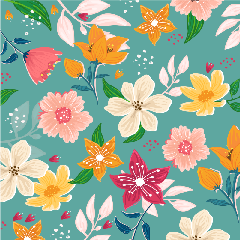 Floral pattern play floral vinyl carpet - TenStickers