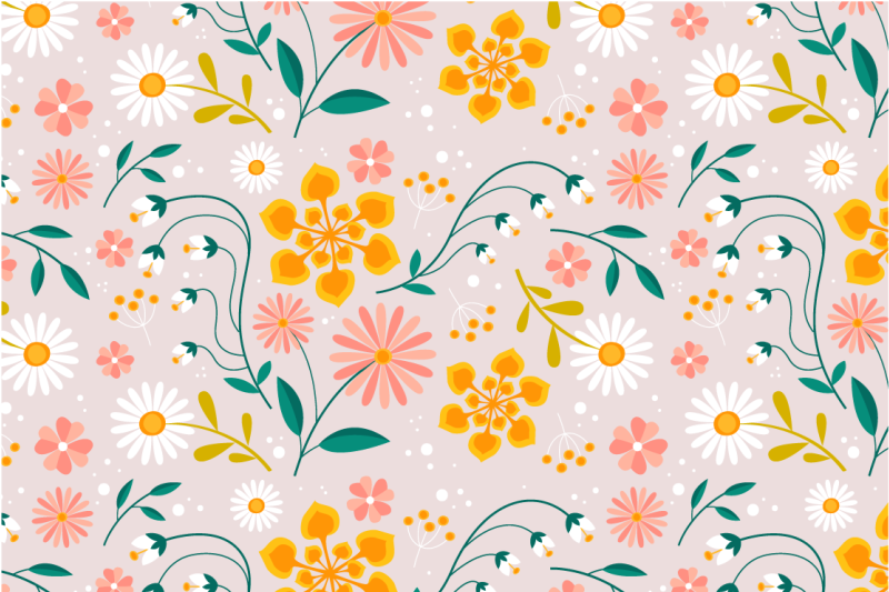 Floral vinyl carpet in daisy field design - TenStickers