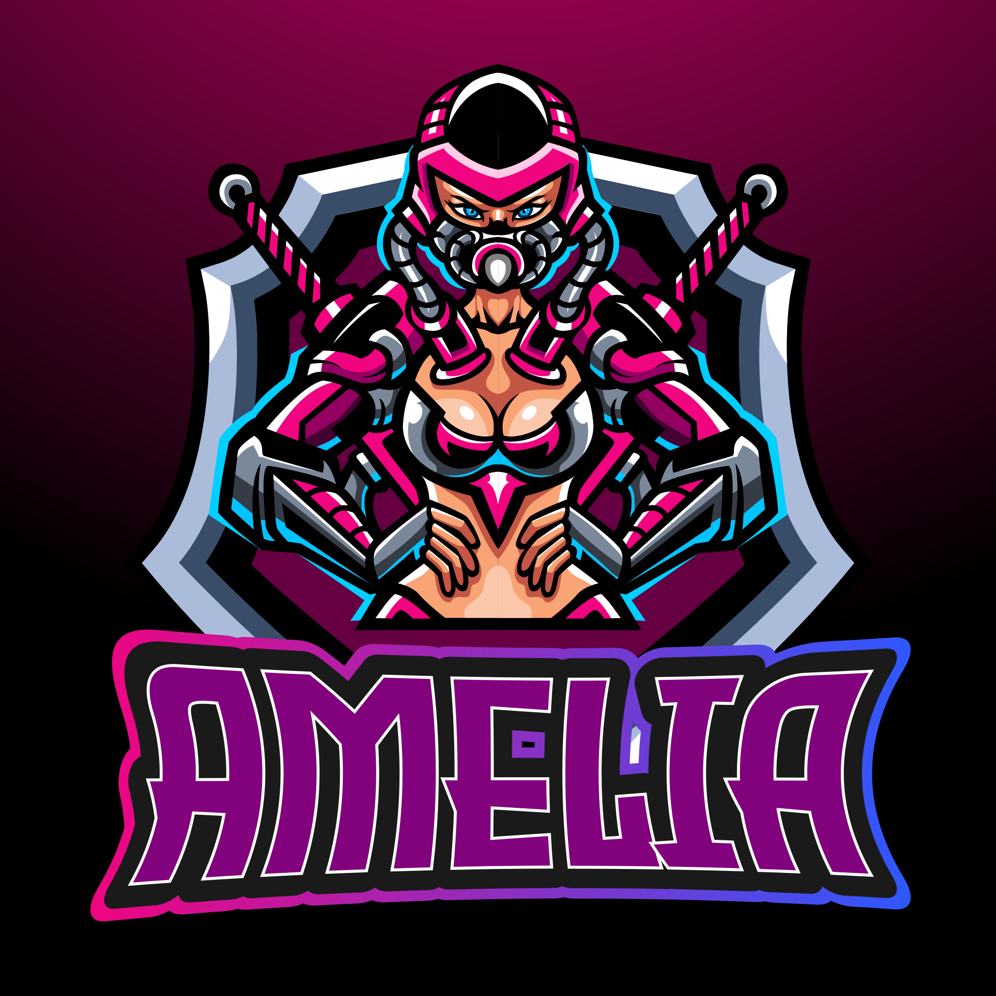 Gaming heroine with name teen vinyl carpet - TenStickers