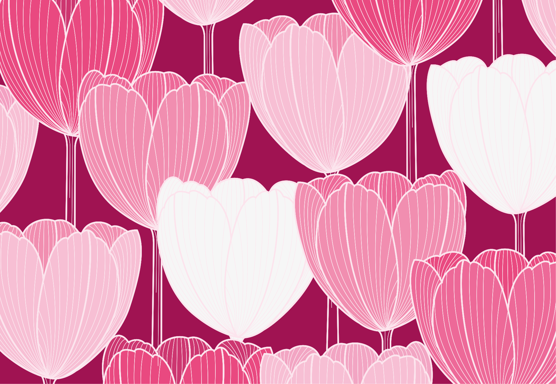 Pink tulip elements floral vinyl carpet - TenStickers