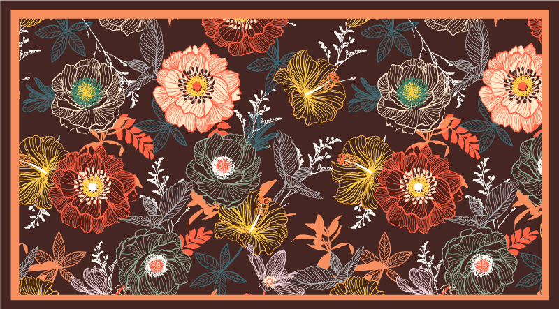 Floral vinyl carpet in vintage burst design - TenStickers