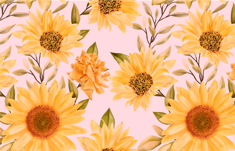 Sunflower Floral Idea floral vinyl carpet - TenStickers