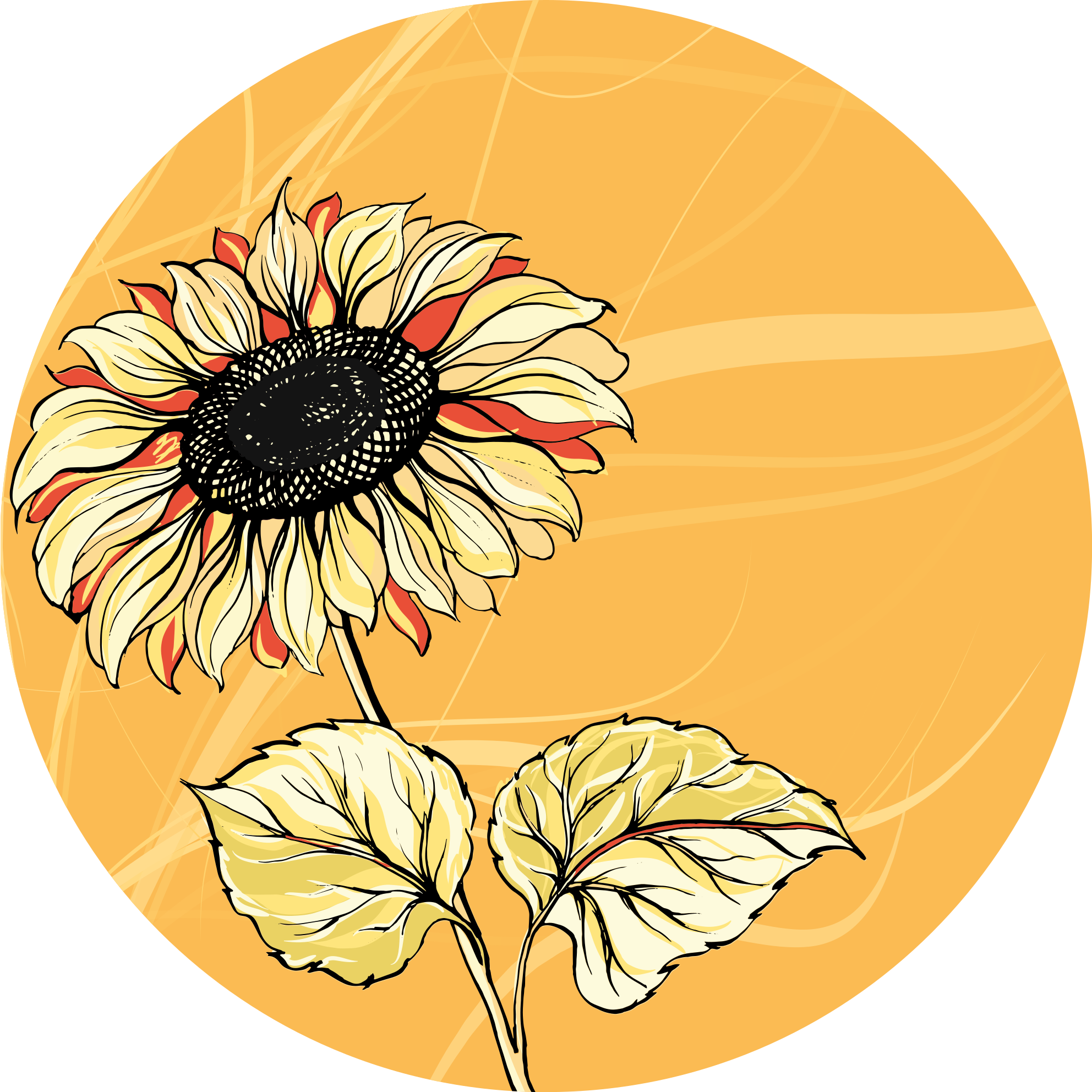 Bright Sunflower Blossom floral vinyl carpet - TenStickers
