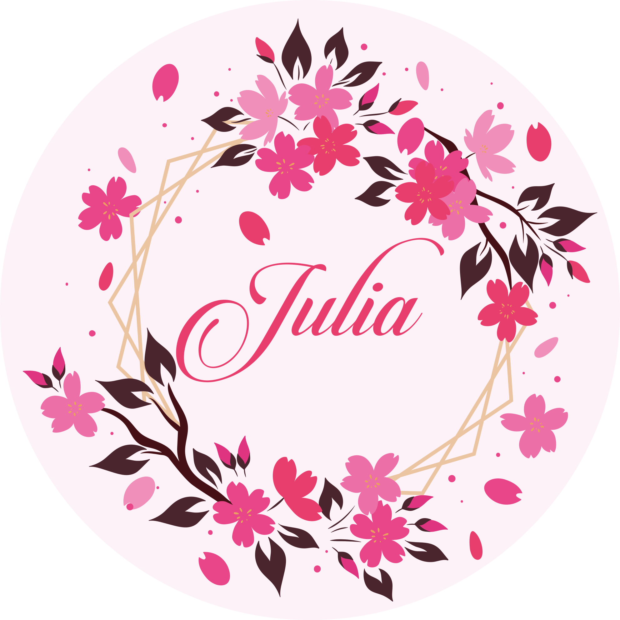 Botanical crown with name bedroom vinyl carpet - TenStickers