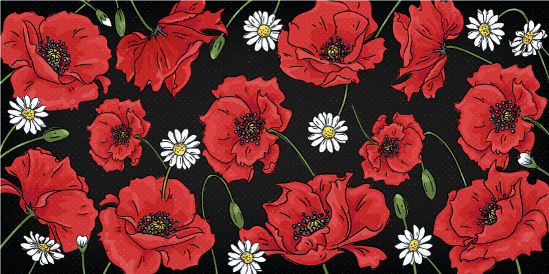 Radiant Botanical Illustration floral vinyl carpet - TenStickers