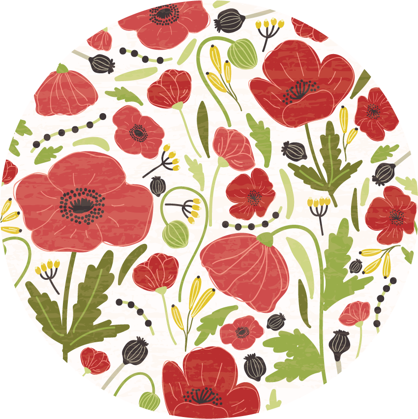 Red Poppy Blossoms floral vinyl carpet - TenStickers