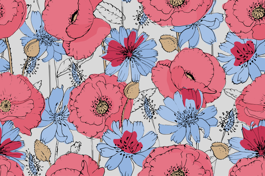 Lively botanical print floral vinyl carpet - TenStickers
