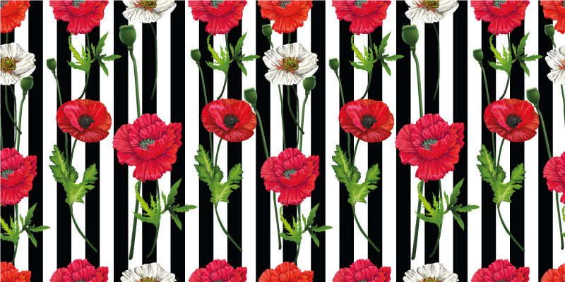 Floral striped pattern floral vinyl carpet - TenStickers