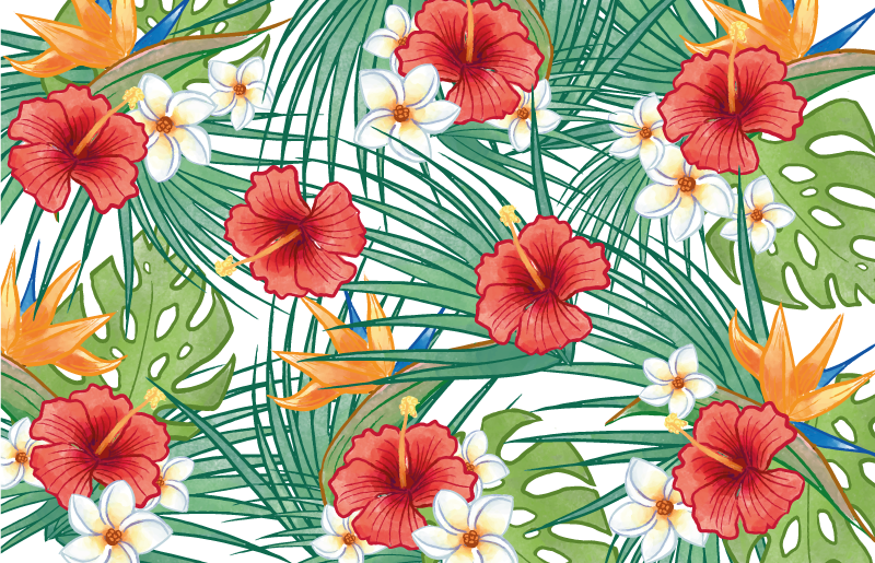 Tropical floral theme floral vinyl carpet - TenStickers