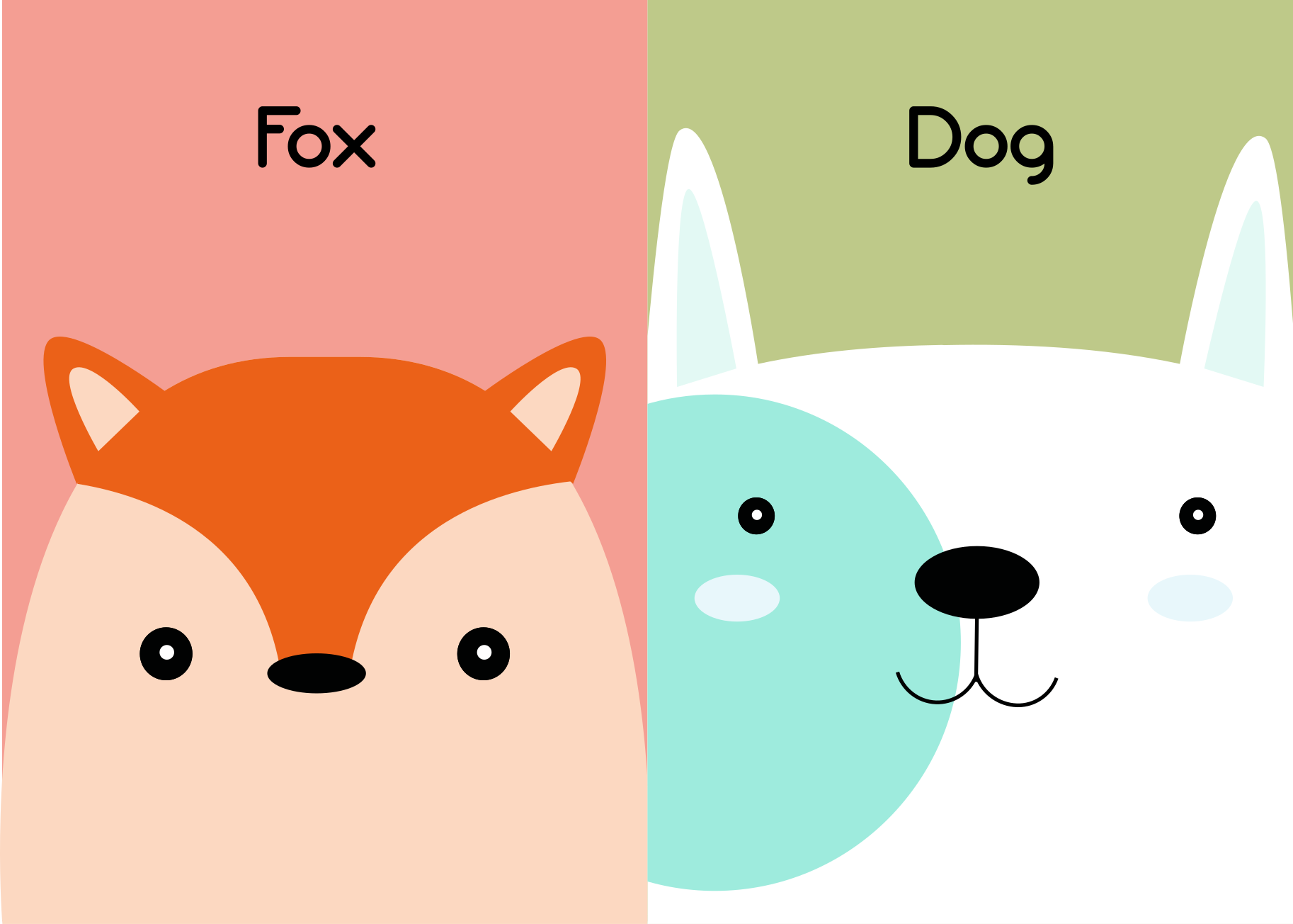 Fox and dog faces kids vinyl carpet - TenStickers