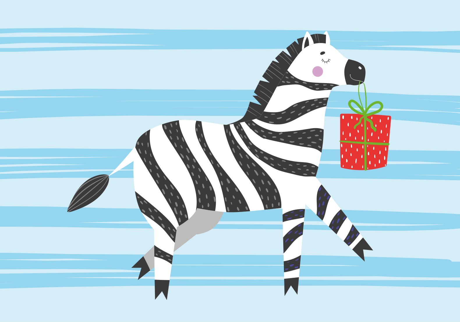Zebra with gift animal vinyl carpet - TenStickers